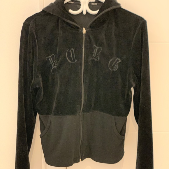 BCBG Black Suede Hoodie - Picture 1 of 3